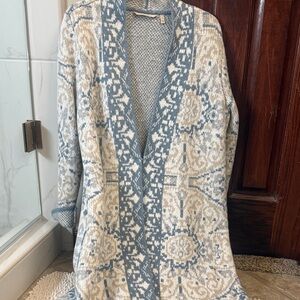 Soft Surroundings Patterned Open Front Long Sweater